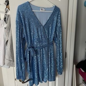 Blue sparkly long sleeve princess Polly dress